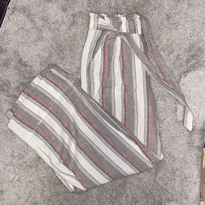 Striped pants with front tie